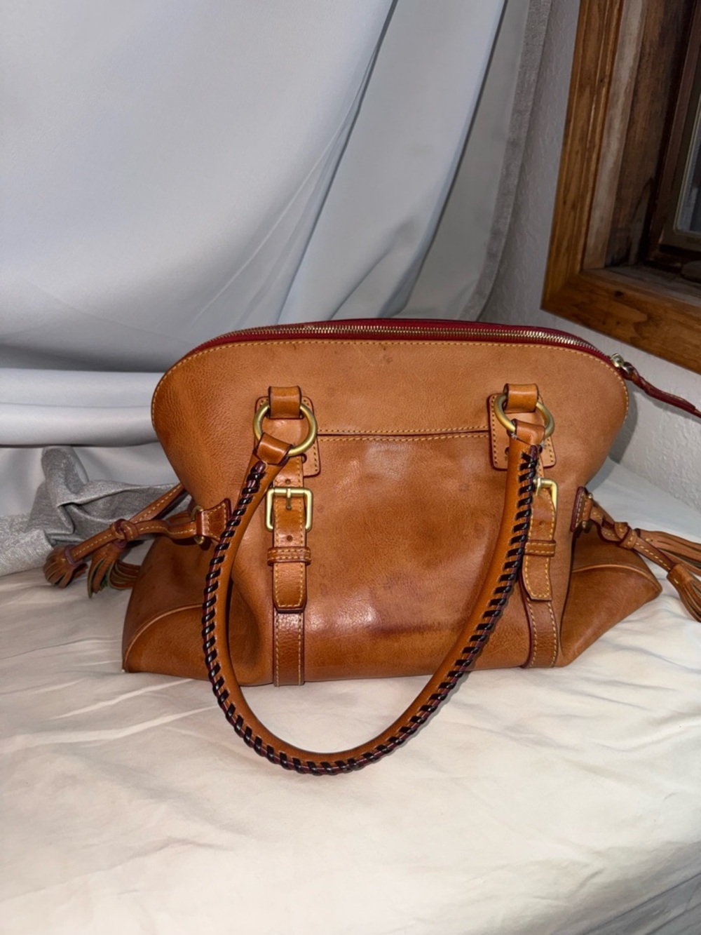 Dooney and Bourke Florentine Domed Buckle Satchel leather bag - Picture 2 of 12